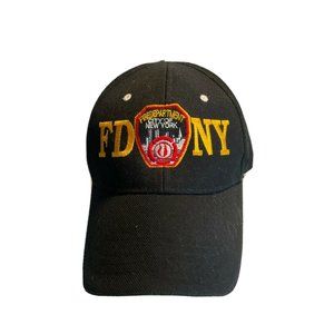 FDNY BASEBALL HAT BALL CAP NAVY YELLOW FIRE DEPARTMENT NEW YORK  BADGE MENS
